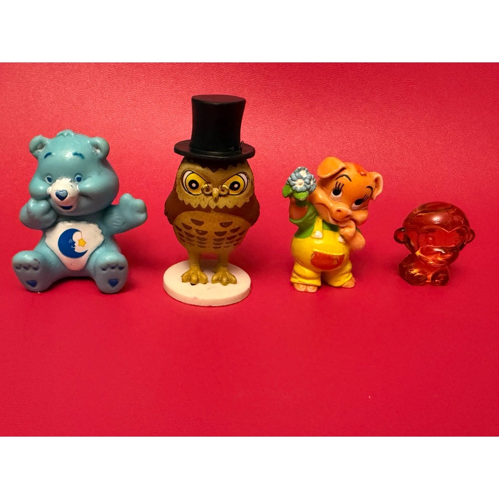 Vintage Care Bears Grumpy Bear LJN Owl Pig Figurine Mini Toy Lot 80s 90s
4 piece